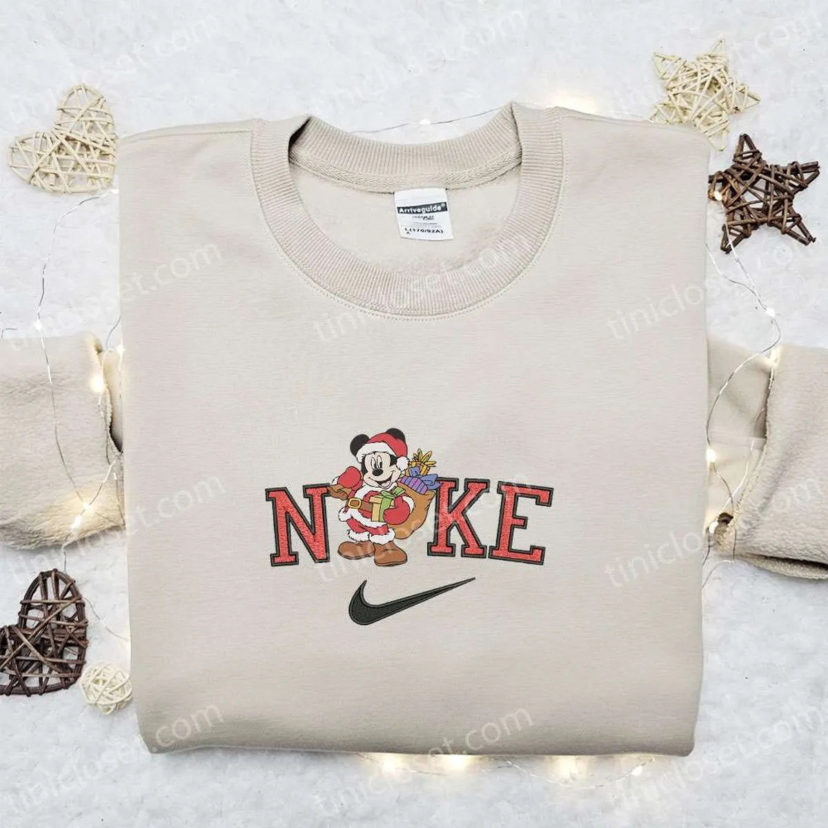 Vintage Santa Mickey Magic Castle x Nike Christmas Embroidered Sweatshirt, Disney Characters Movie Merry Christmas Embroidered Shirt, Best Christmas Day Gift Ideas