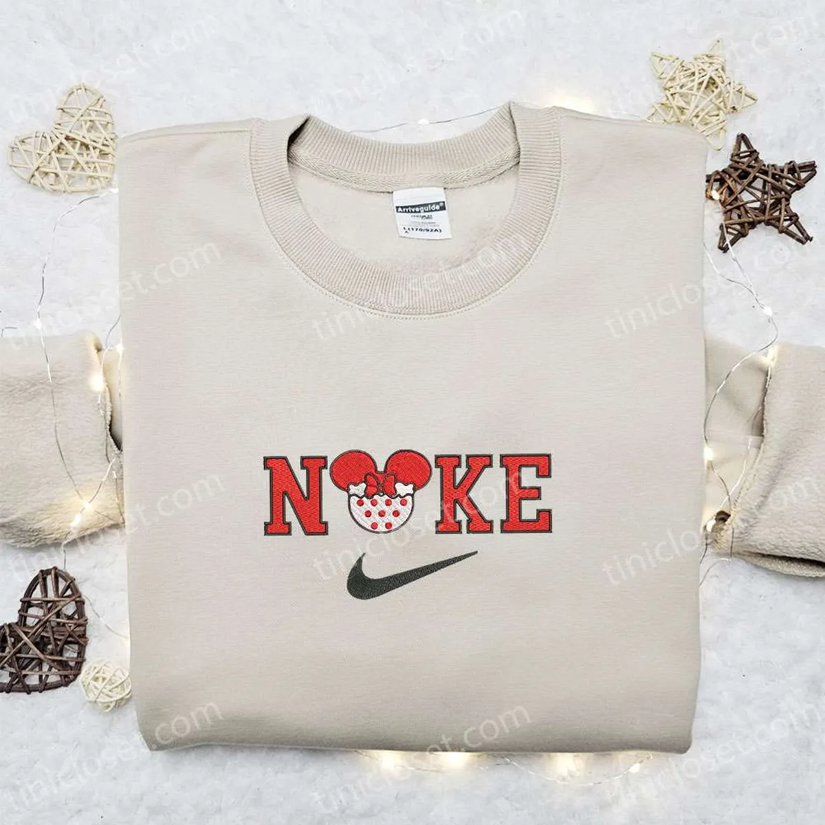 Vintage Santa Minnie Mouse Reindeer Cartoon x Nike Christmas Embroidered Sweatshirt, Disney Characters Movie Merry Christmas Embroidered Shirt, Best Christmas Day Gift Ideas