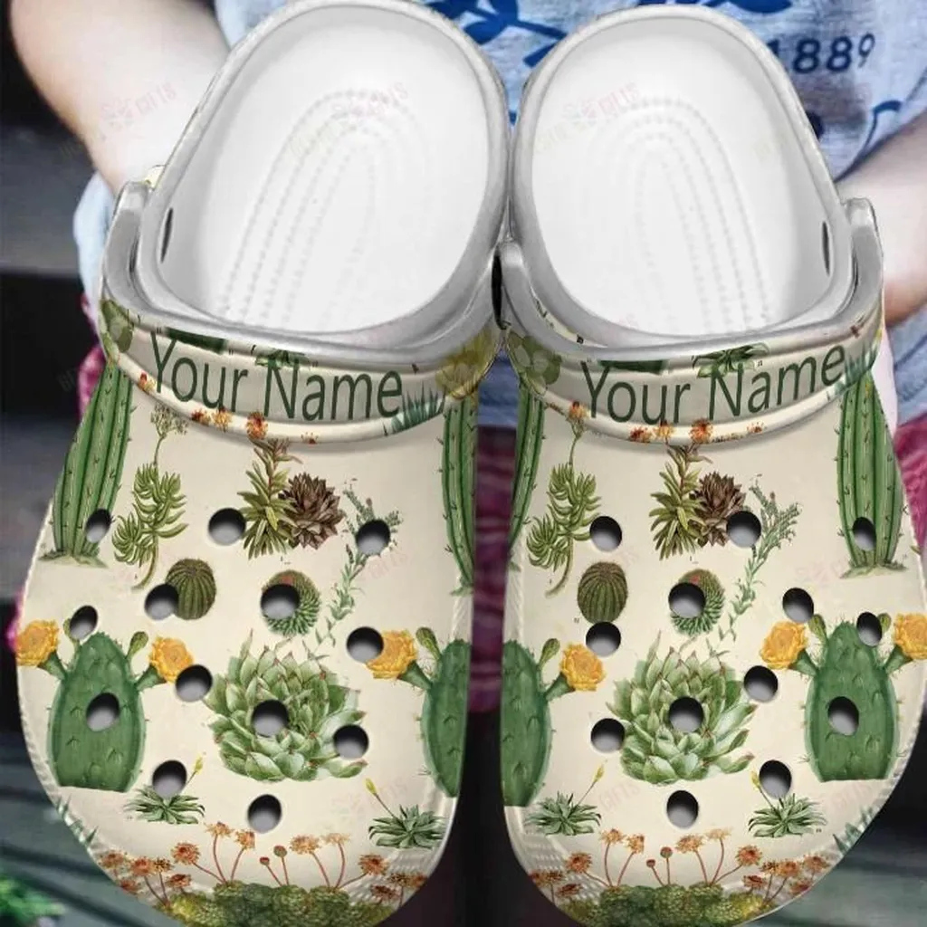 Vintage Succulent Crocs, Personalized Crocs Classic Clogs