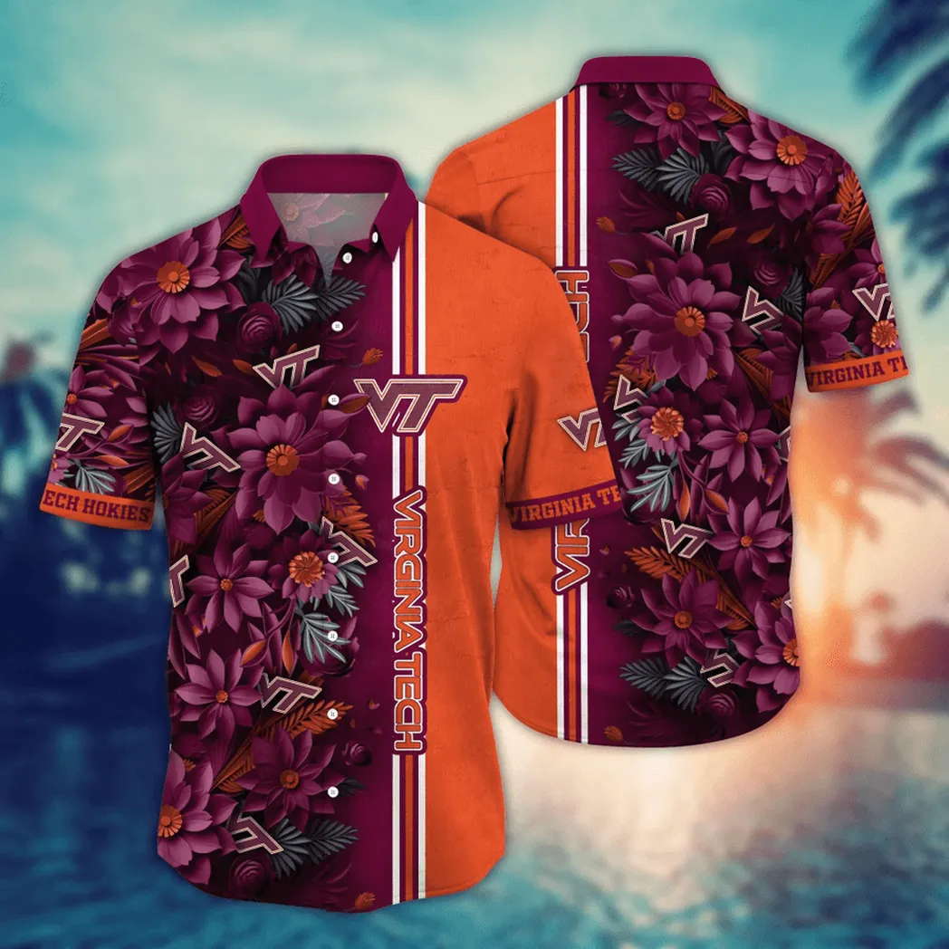 Virginia Tech Hokies NCAA Flower Aloha Hawaiian Shirt, Custom Summer Football Shirts VPHWA2451153204