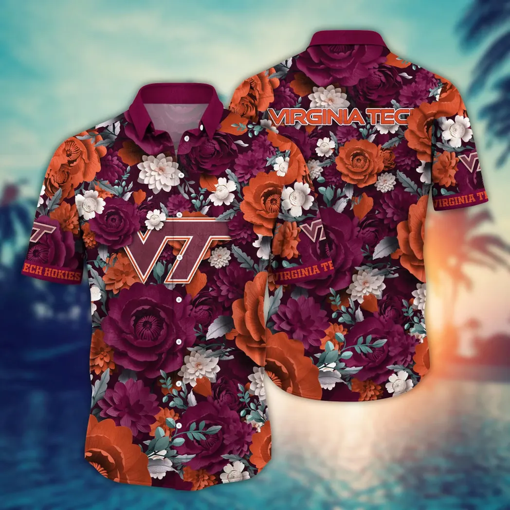 Virginia Tech Hokies NCAA Flower Aloha Hawaiian Shirt, Custom Summer Football Shirts VPHWA2451153789