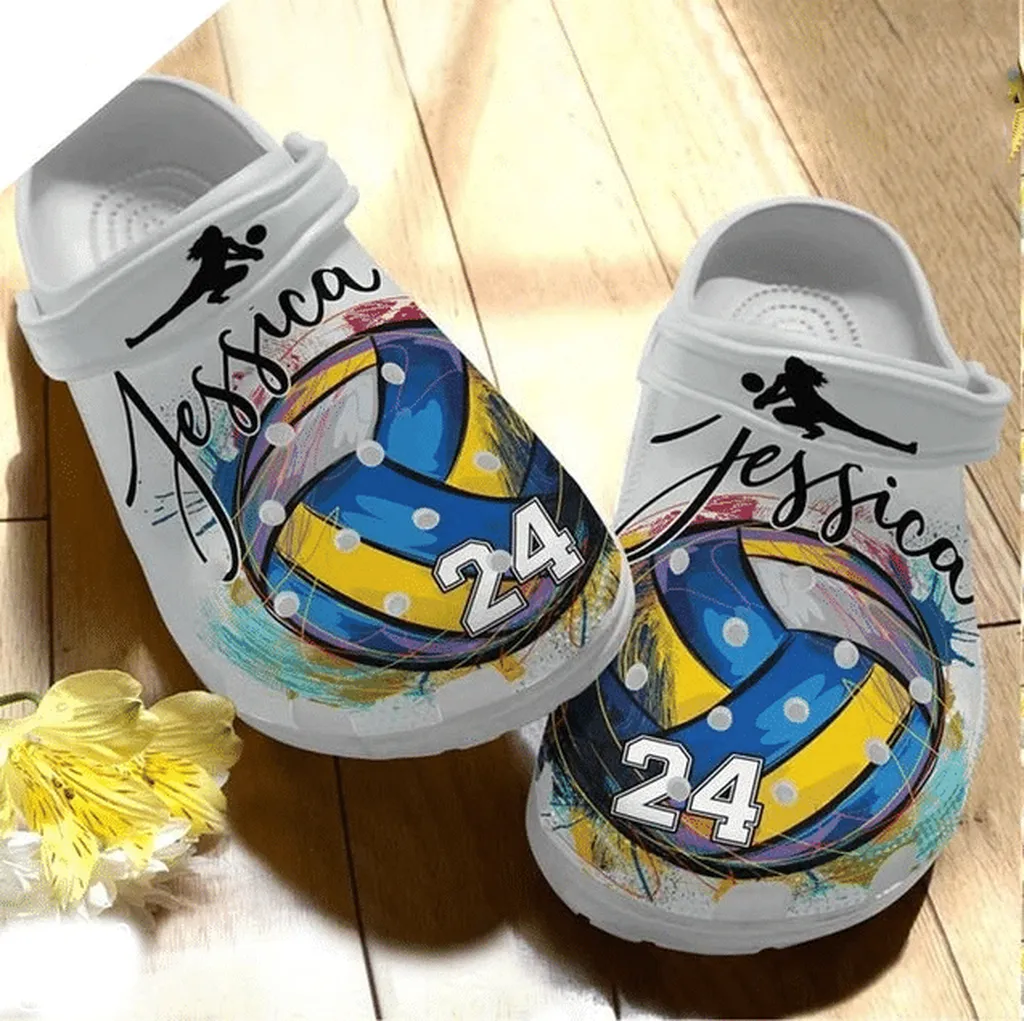 Volleyball Custom Name Crocs Rubber Crocs Clog