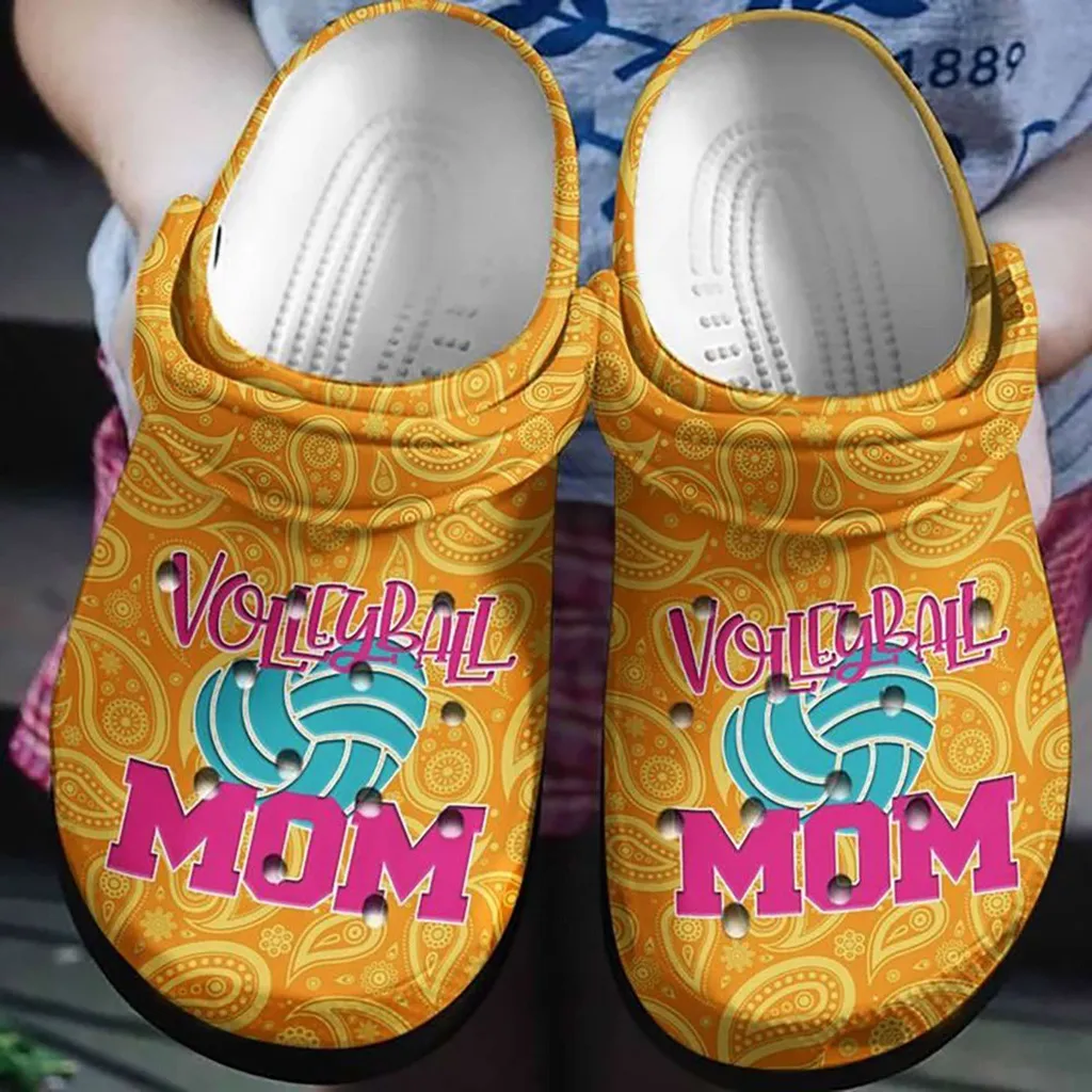 Volleyball Mom Paisley Bandana Rubber Crocs Clog