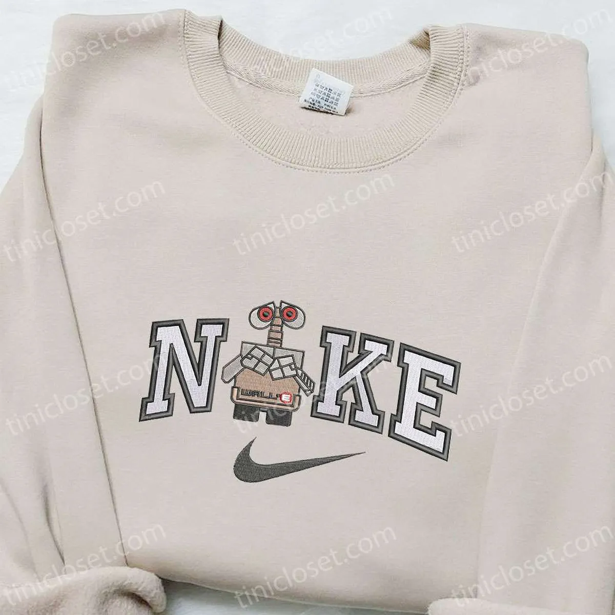 Wall-E x Nike Cartoon Embroidered Sweatshirt, Disney Characters Embroidered Hoodie, Best Birthday Gift Ideas