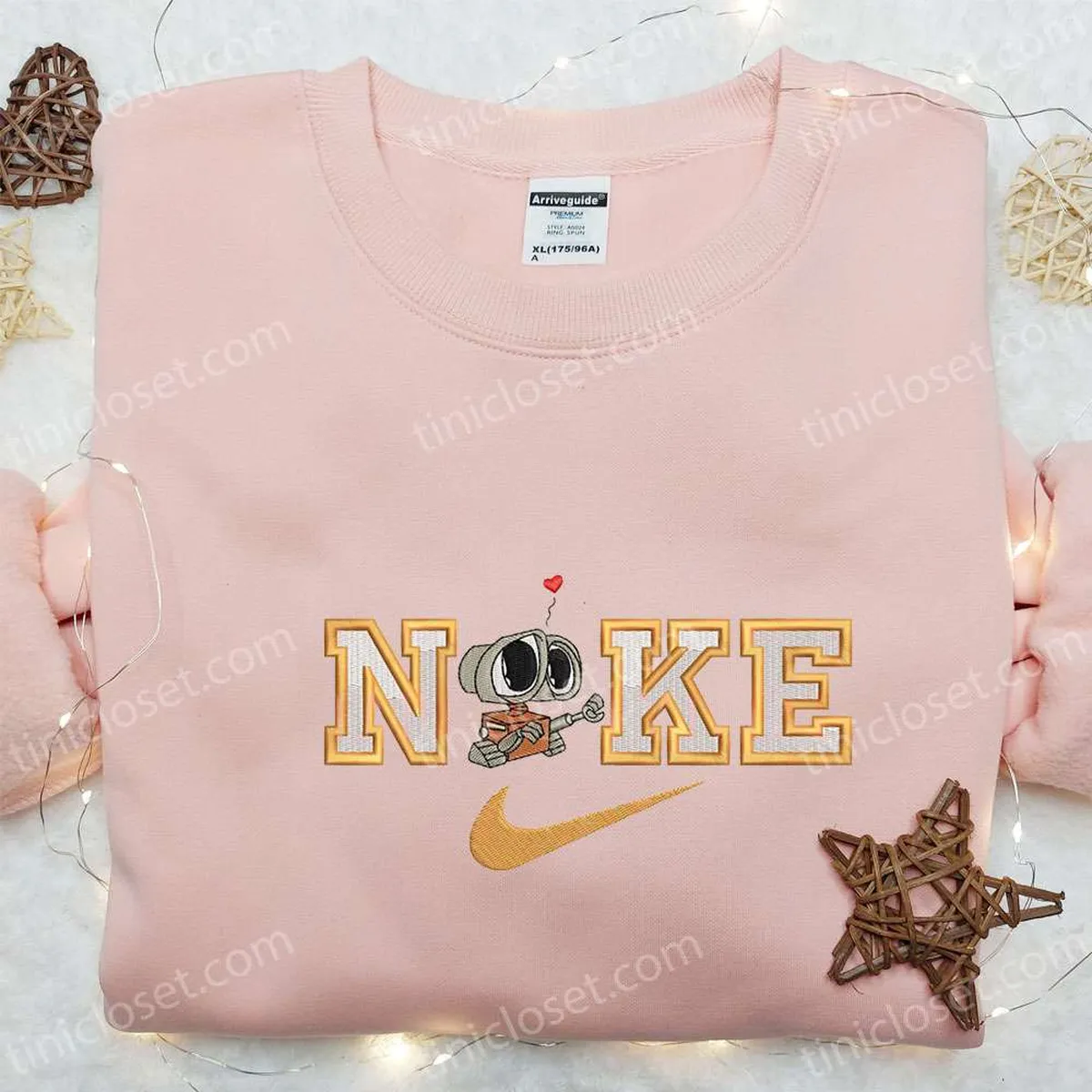 Wall-E x Swoosh Cartoon Embroidered Hoodie, Disney Characers Embroidered Shirt, Best Gift Ideas for Family