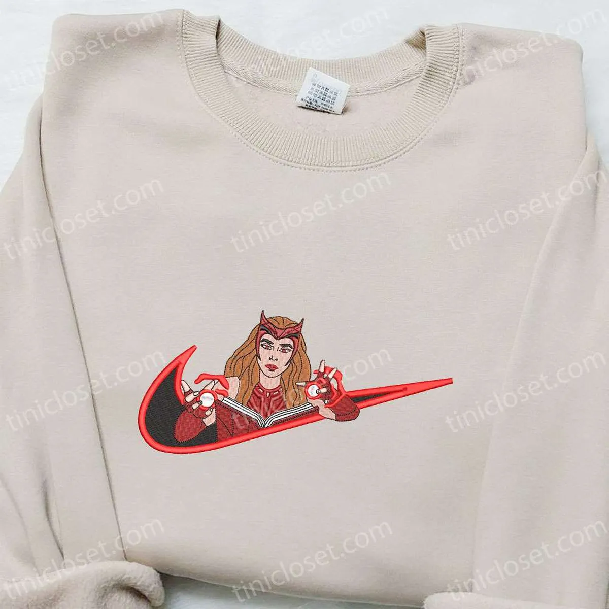 Wanda Maximoff x Swoosh Embroidered Sweatshirt, Marvel Universe Embroidered Hoodie, Best Birthday Gift Ideas