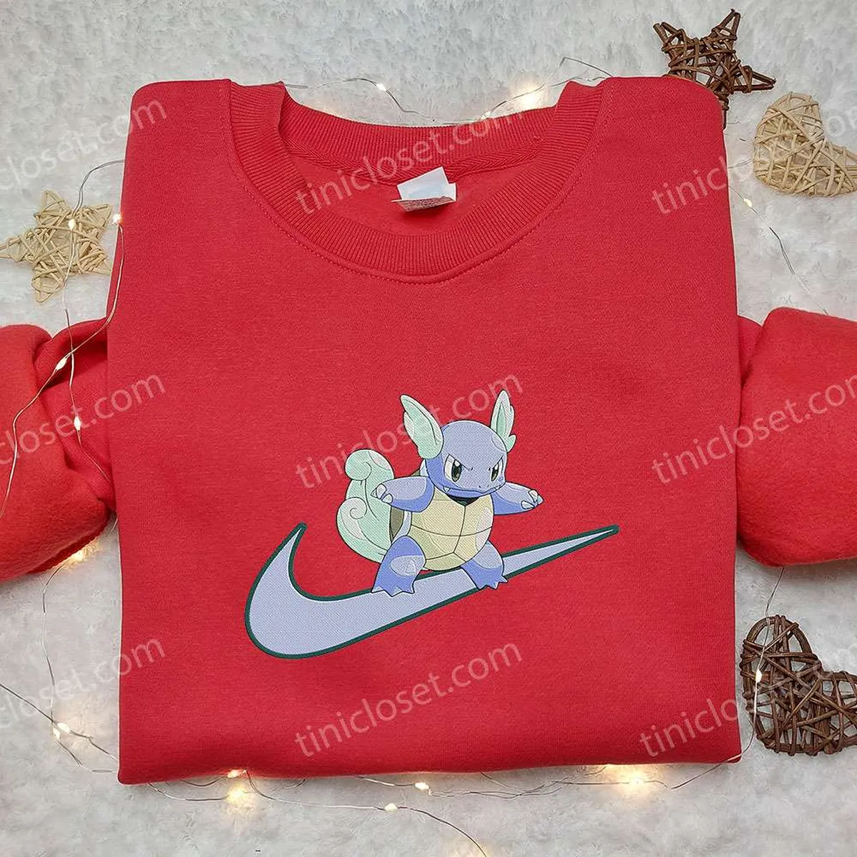 Wartortle x Nike Swoosh Anime Embroidered Hoodie, Pokemon Embroidered Shirt, Nike Inspired Embroidered Shirt