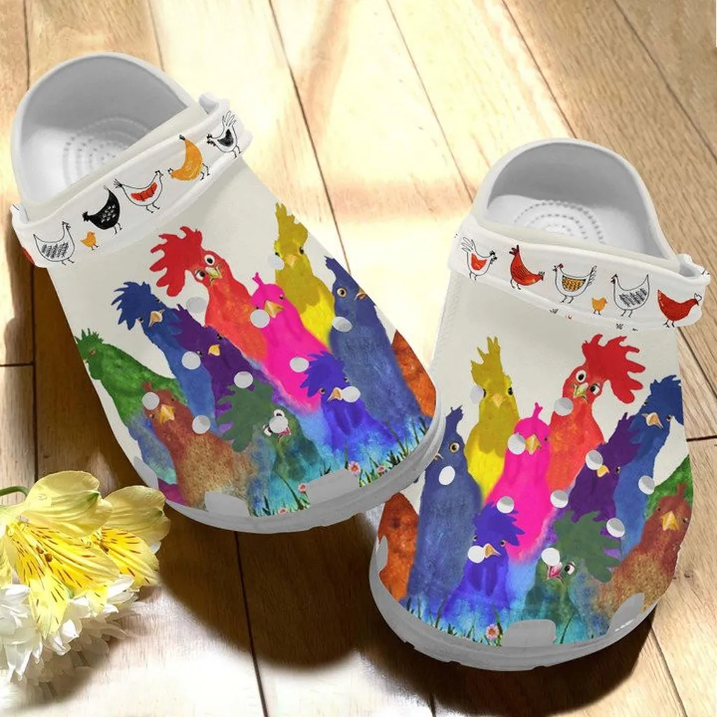 Water Color Rooster Chicken Crocs Classic Clogs