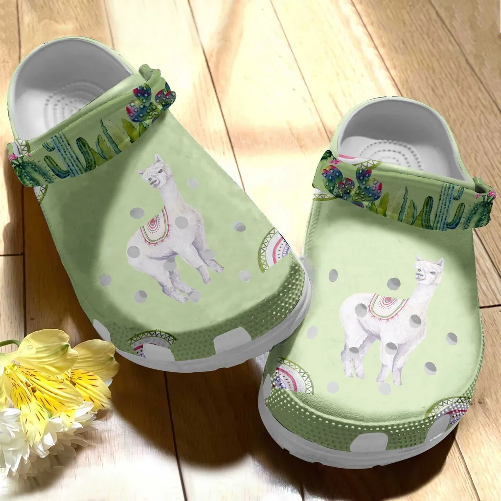 Watercolor White Alpaca Crocs