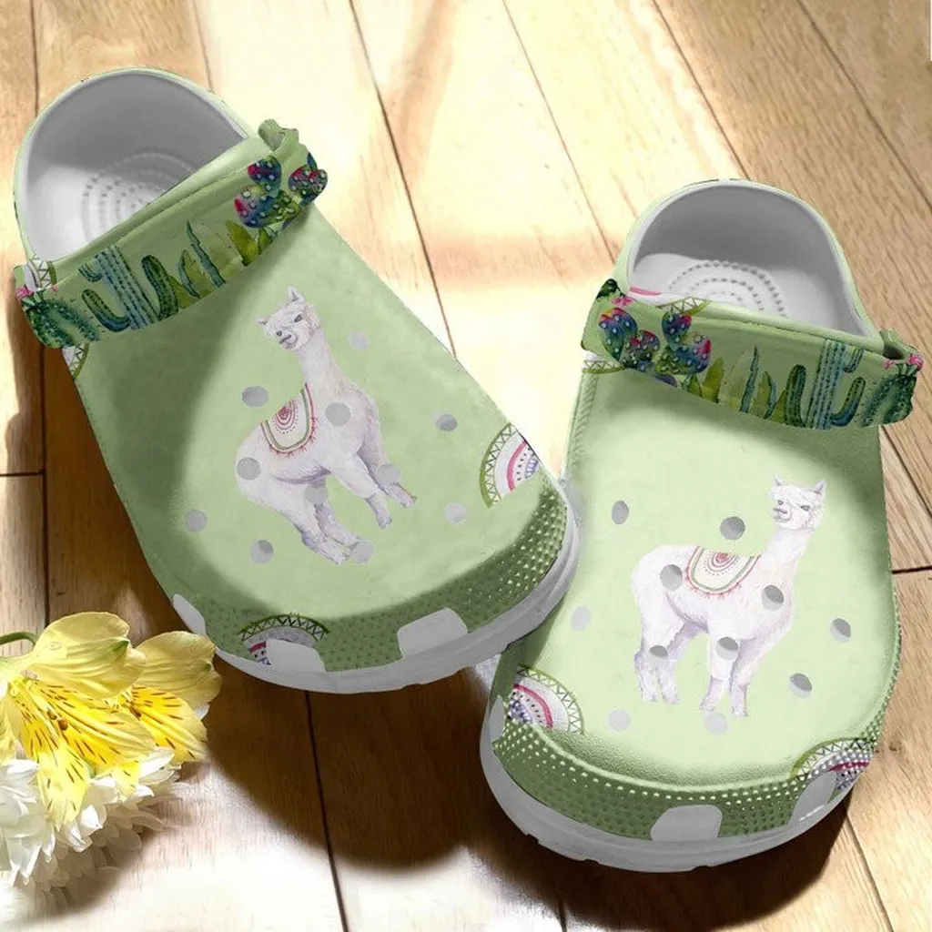 Watercolor White Alpaca Crocs Classic Clogs