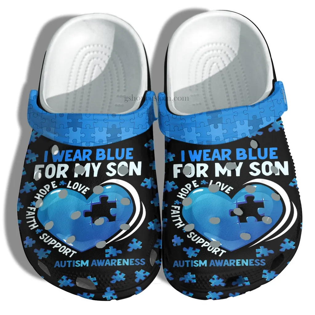 Wear Blue For My Son Autism Awareness Crocs