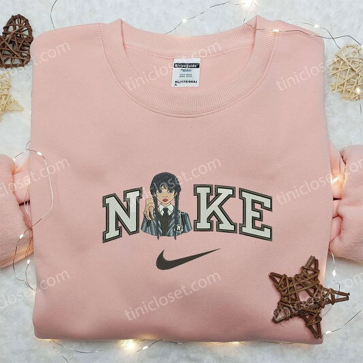 Wednesday Addams x Nike Embroidered Hoodie, Wednesday Embroidered Shirt, Nike Inspired Embroidered Shirt