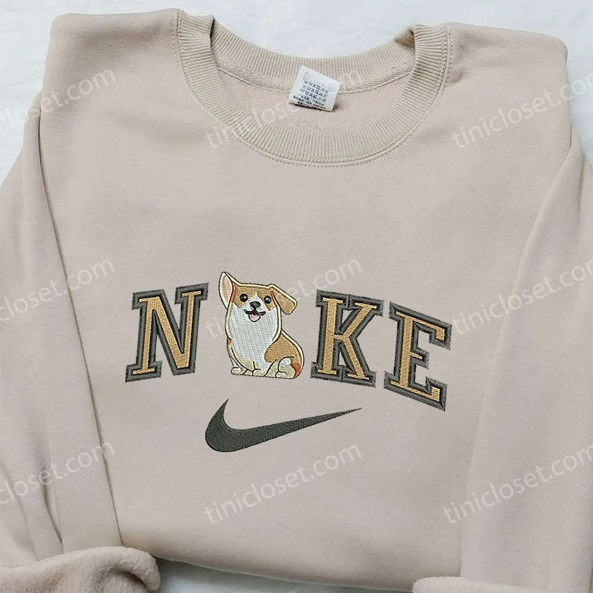 Welsh Corgi x Nike Embroidered Hoodie, Animal Embroidered Shirt, Nike Inspired Embroidered Shirt