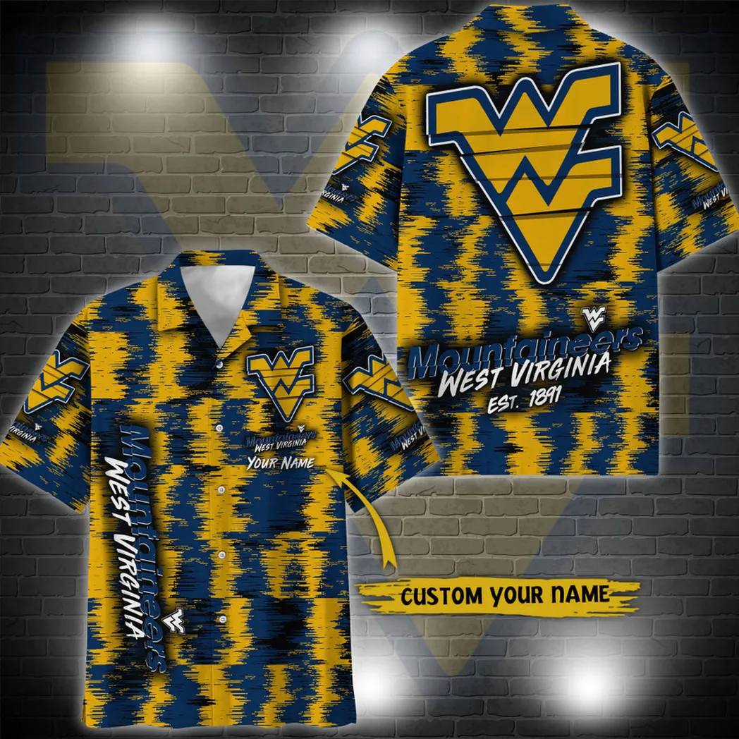 West Virginia Mountaineers Aloha Hawaiian Shirt Custom Your Name, Sport 3D Shirt, Gift For Fan VPHWA2451152018