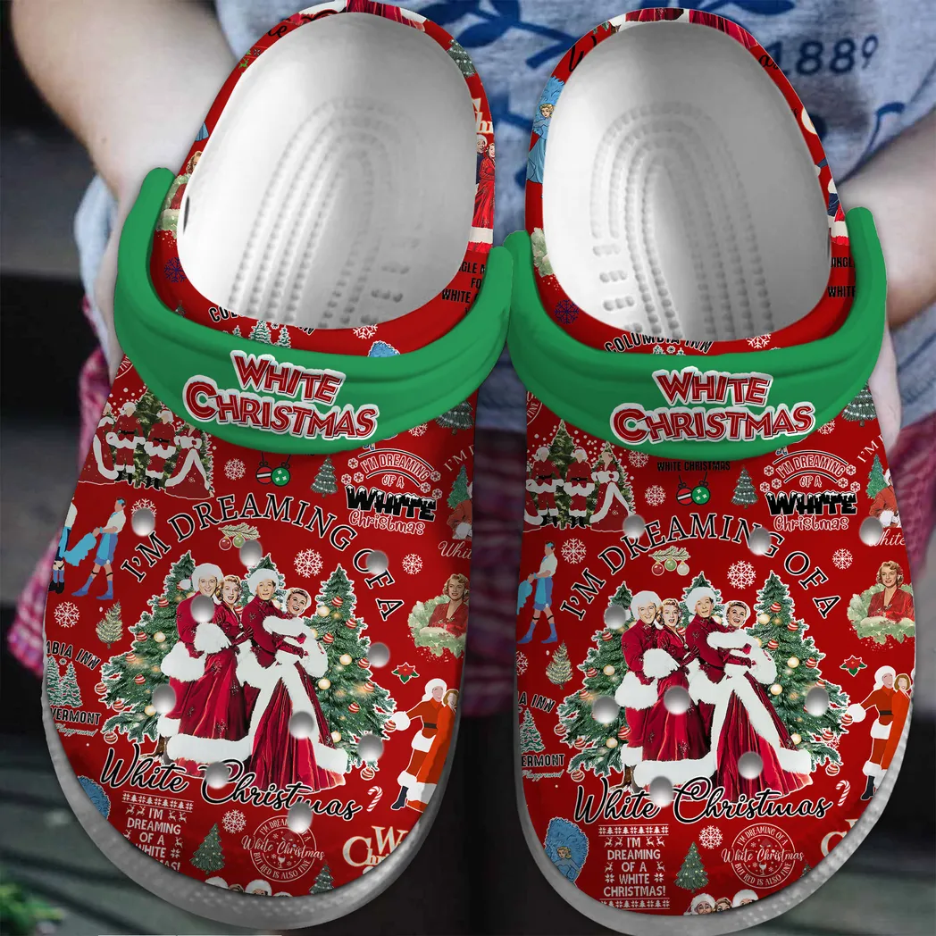 White Christmas Movie Crocs Clogs