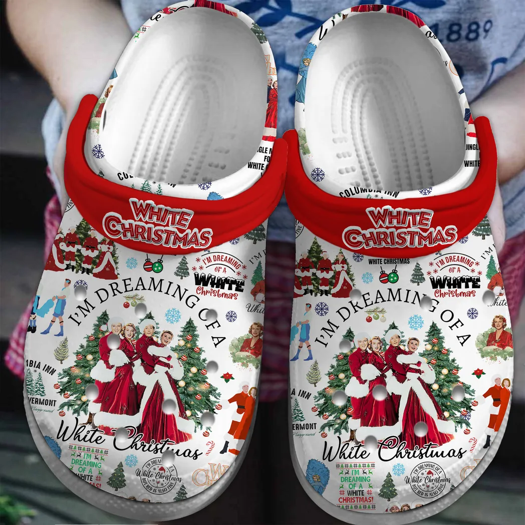 White Christmas Movie Crocs Clogs