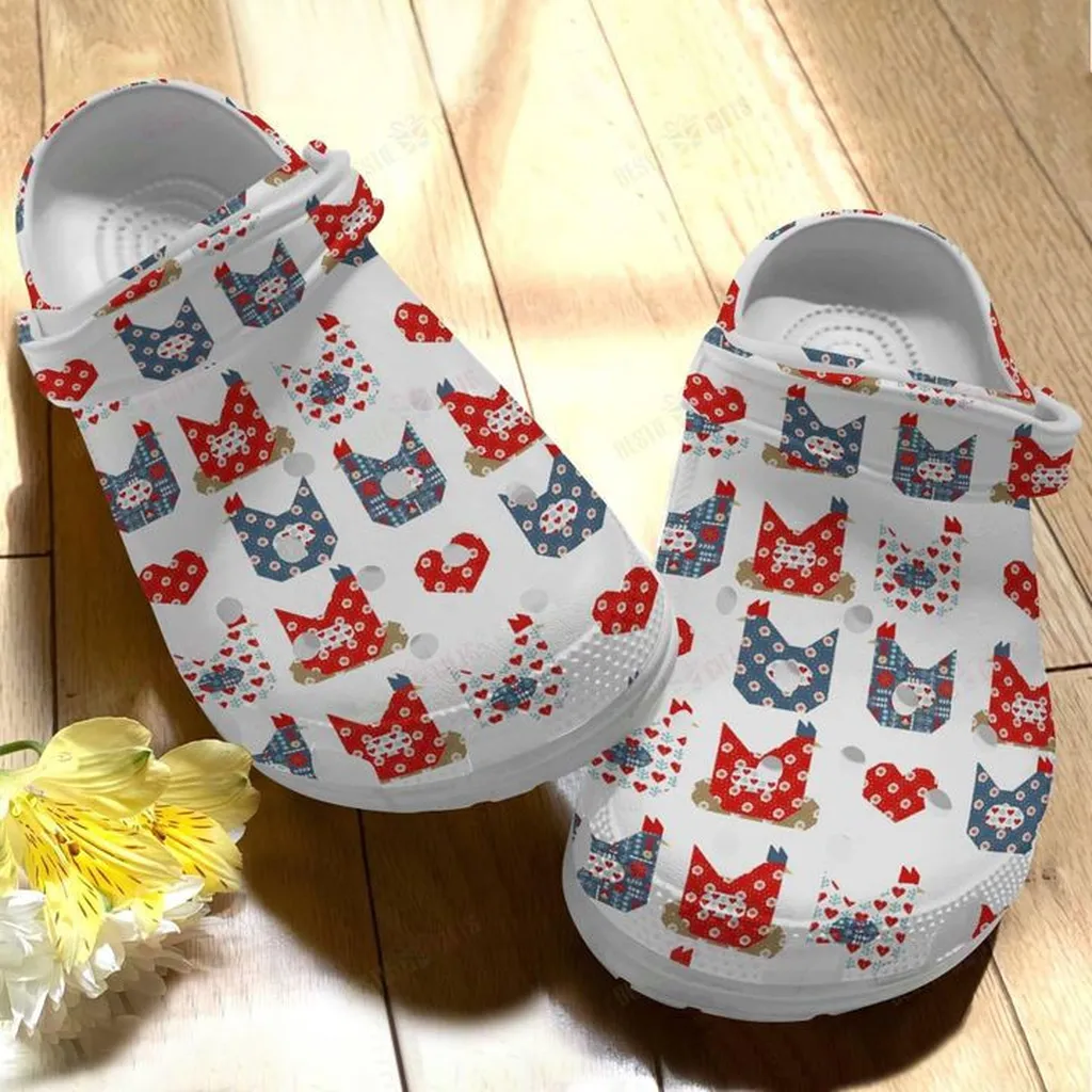 White Sole Chicken Quilt Crocs, Personalized Crocs Classic Clogs