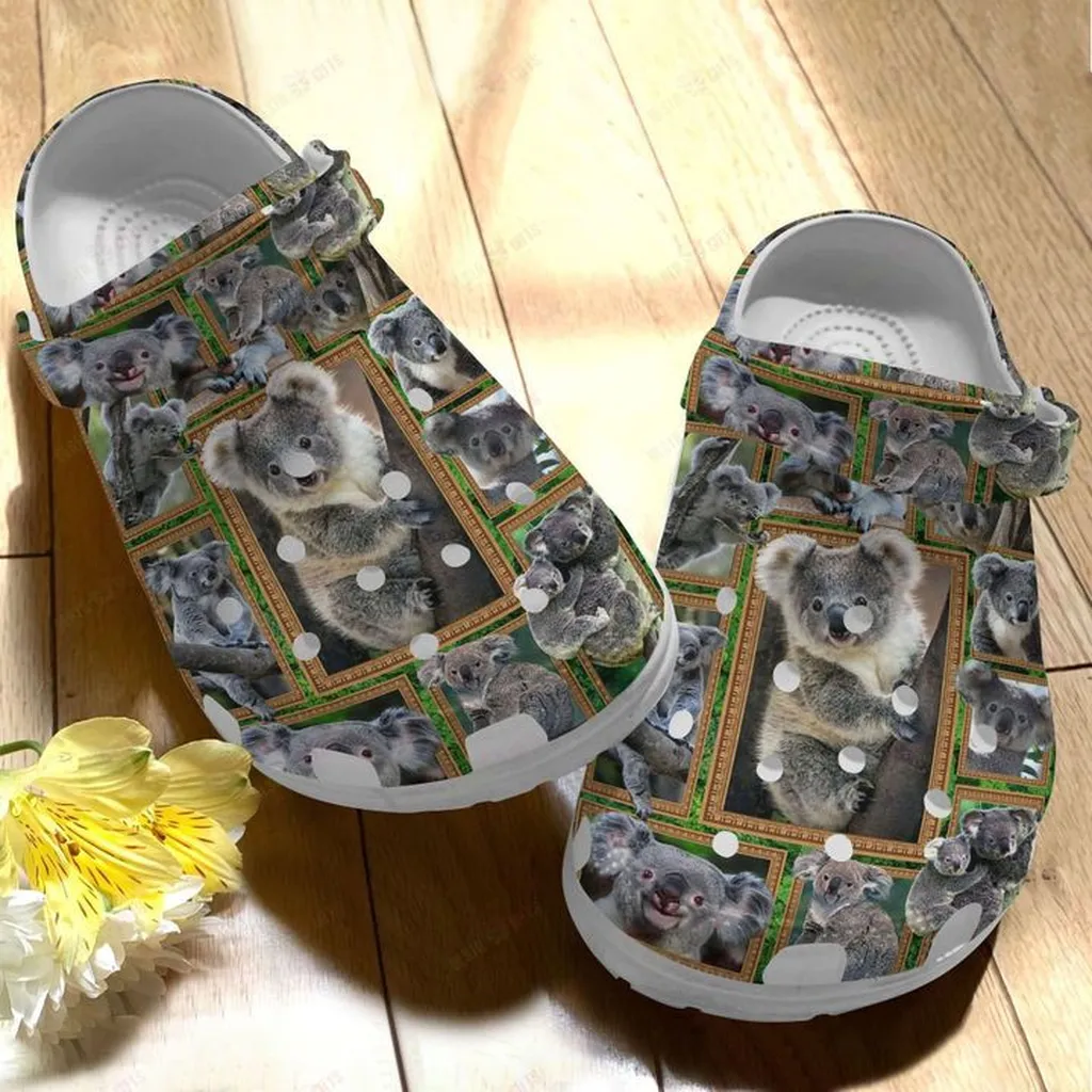 White Sole Koala Family Crocs, Personalized Crocs Classic Clogs