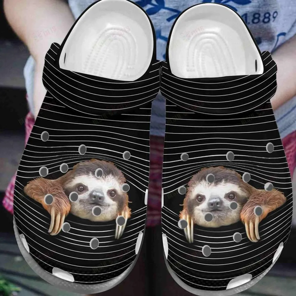 White Sole Lovely Sloth Crocs Classic Clogs