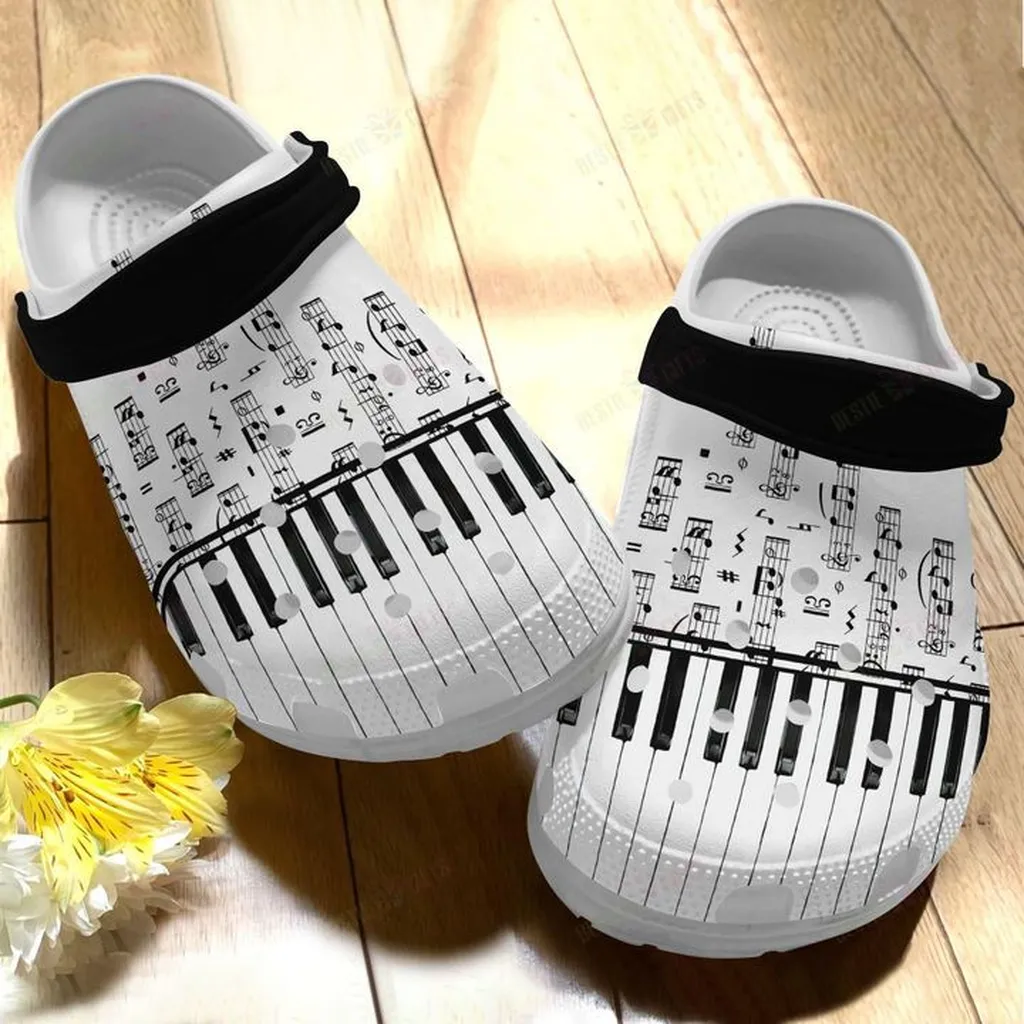 White Sole Music Is My Soul Crocs, Personalized Crocs Classic Clogs