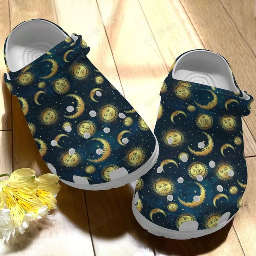 Wicca Sun And Moon Crocs, Personalized Crocs Classic Clogs