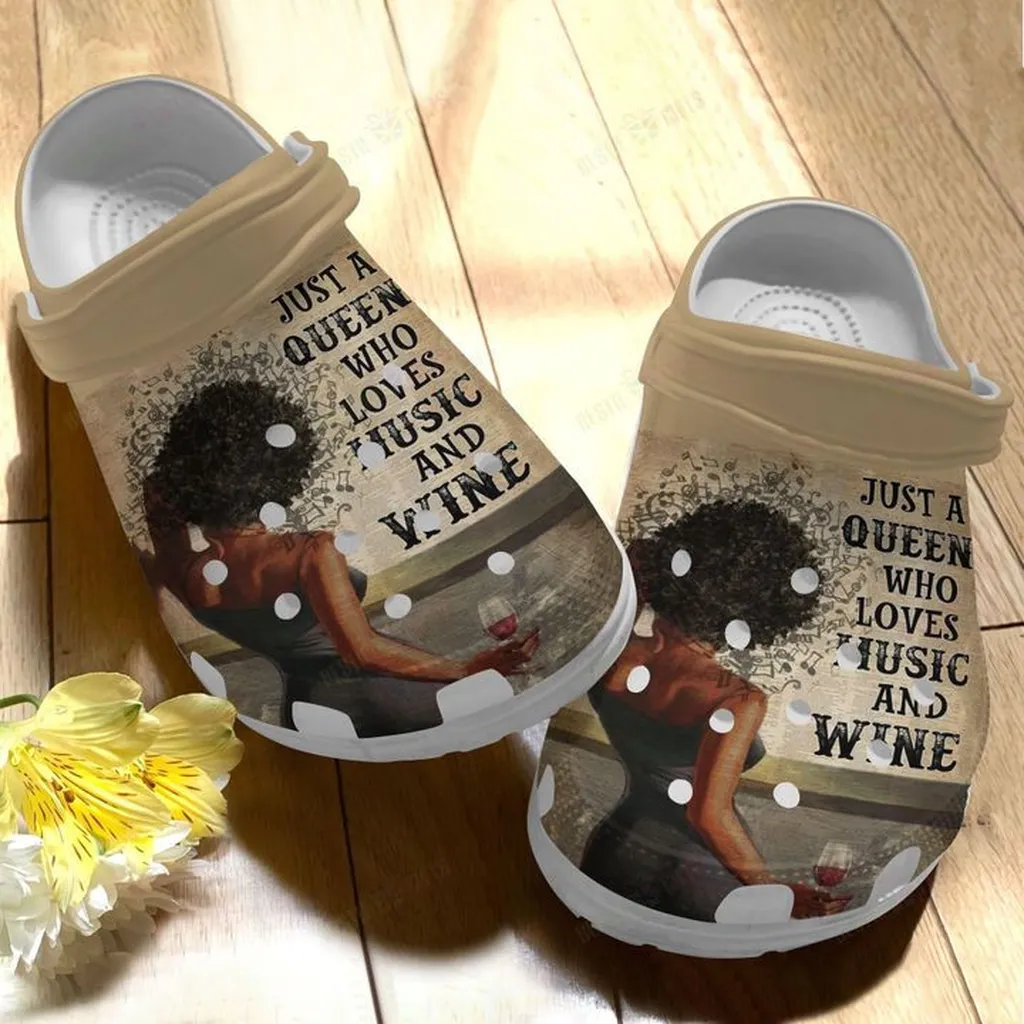 Wine White Sole Just A Queen Who Loves Wine Crocs Classic Clogs