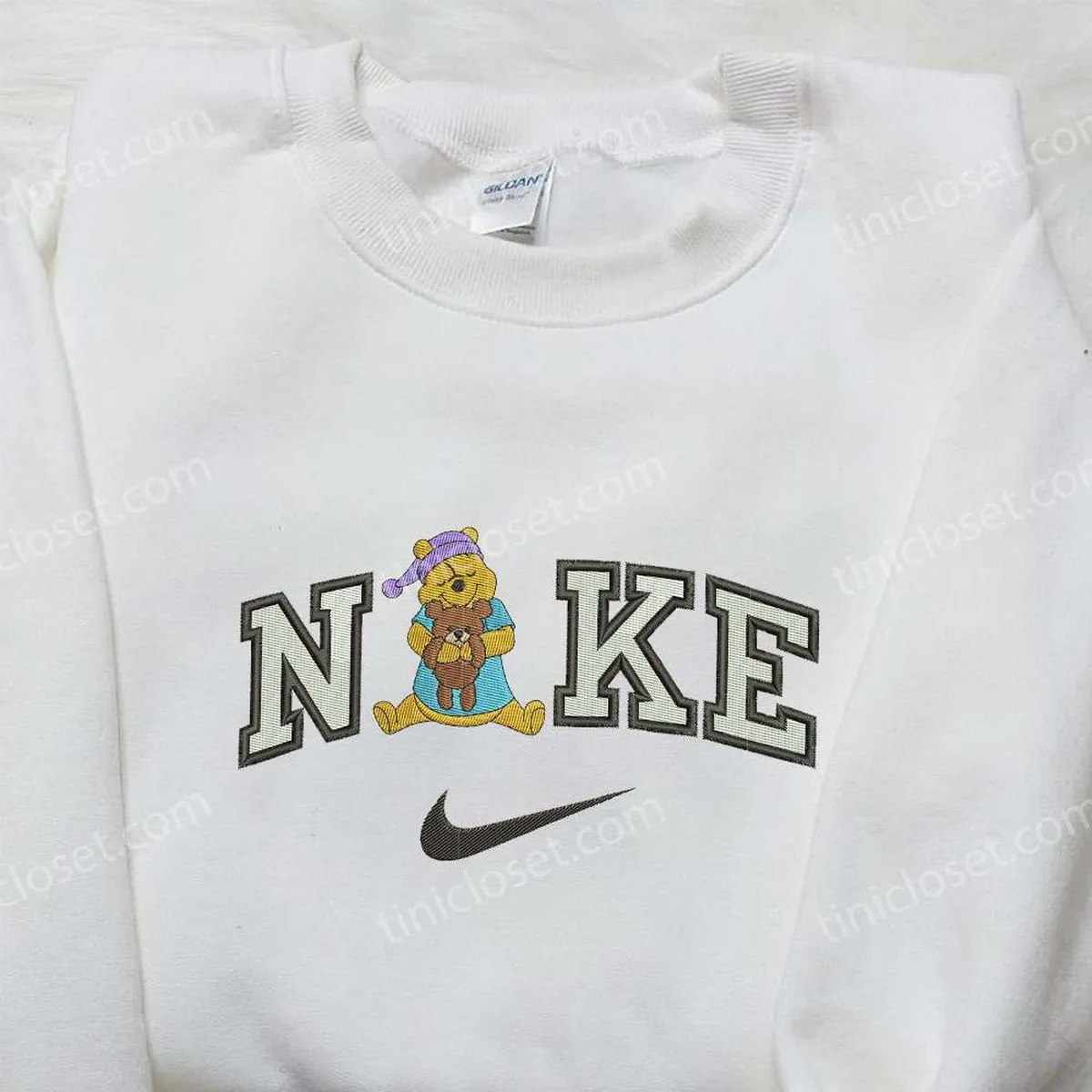 Winnie The Pooh and Teddy Bear x Nike Embroidered Sweatshirt, Winnie The Pooh Embroidered Sweatshirt, Nike Inspired Embroidered Shirt