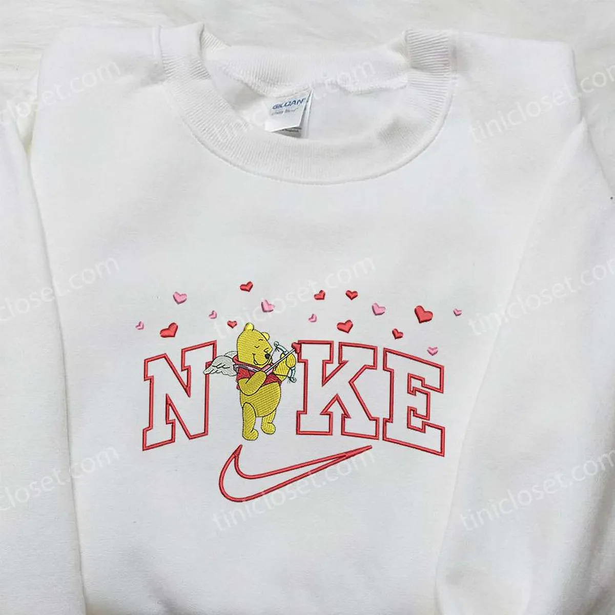 Winnie The Pooh Cupid x Nike Embroidered Sweatshirt, Winnie The Pooh Disney Embroidered Sweatshirt, Nike Inspired Embroidered Shirt