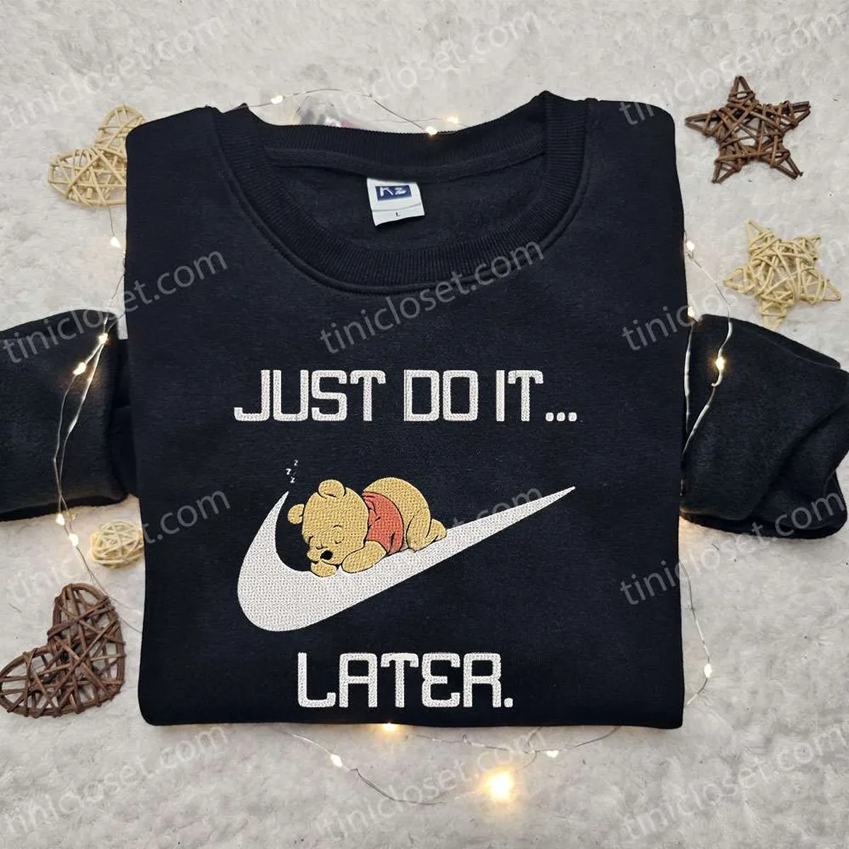 Winnie the Pooh Sleep x Nike Embroidered Sweatshirt, Disney Characters Embroidered Shirt, Best Gift Ideas for Family