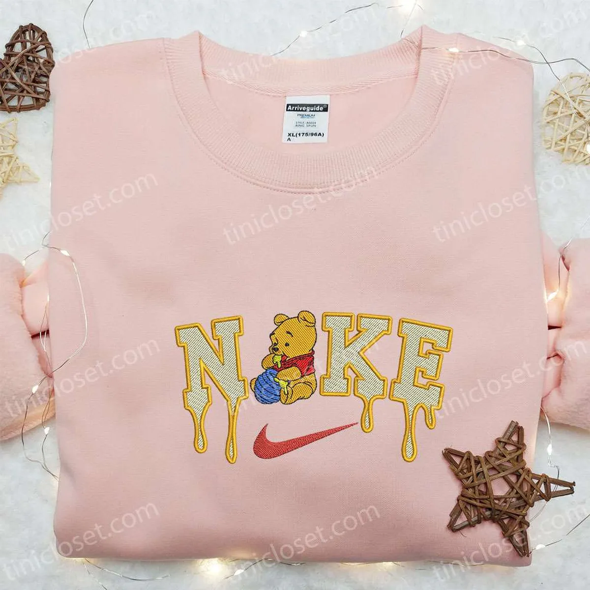 Winnie the Pooh x Nike Cartoon Embroidered Shirt, Nike Inspired Embroidered Shirt, Best Gift for Family