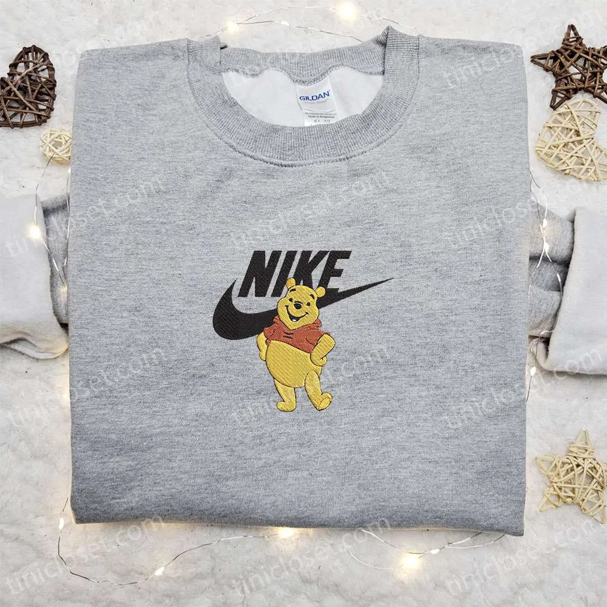 Winnie the Pooh x Nike Cartoon Embroidered Sweatshirt, Disney Characters Embroidered Shirt, Best Gift Ideas for Family