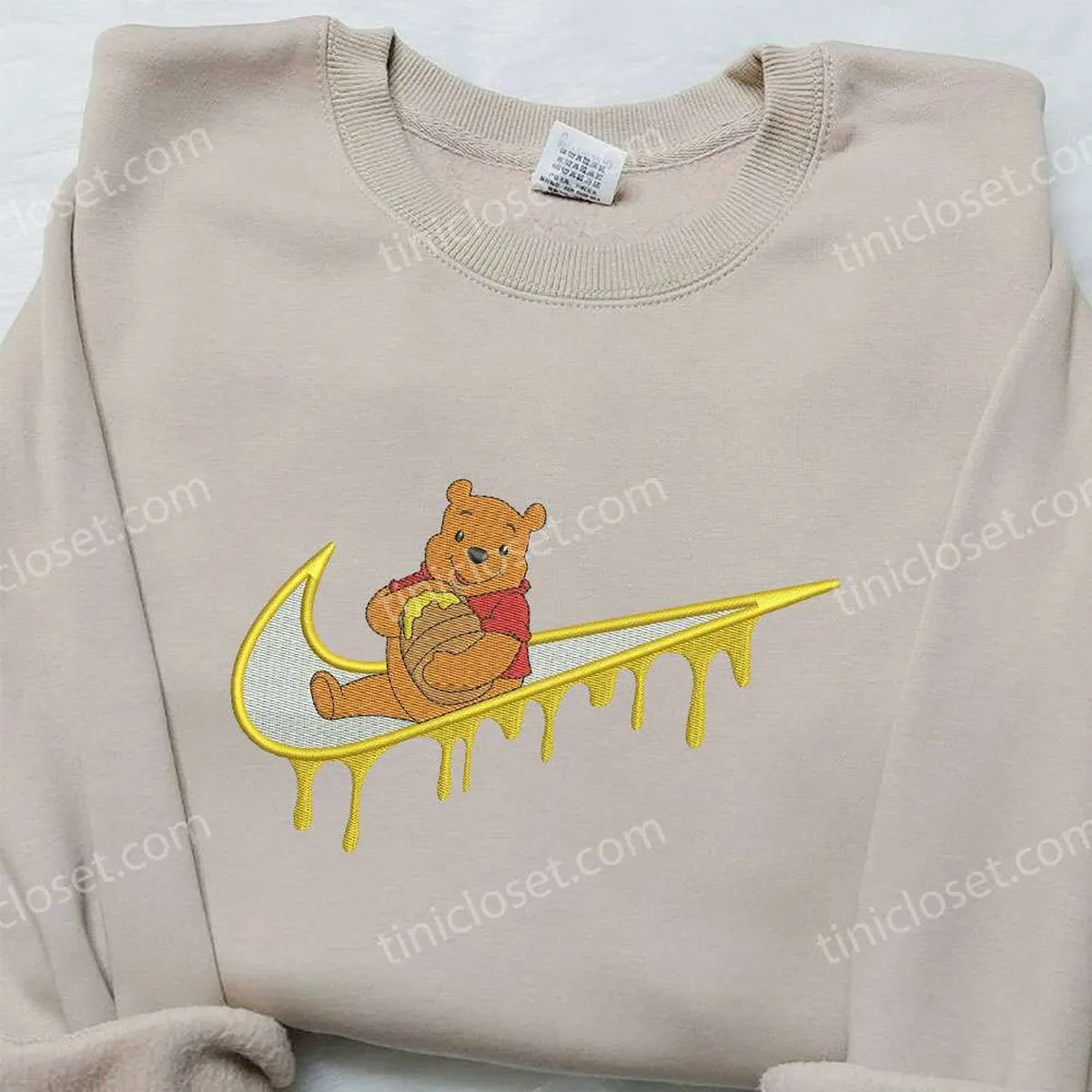 Winnie The Pooh x Nike Swoosh Embroidered Sweatshirt, Winnie The Pooh Disney Embroidered Sweatshirt, Nike Inspired Embroidered Shirt