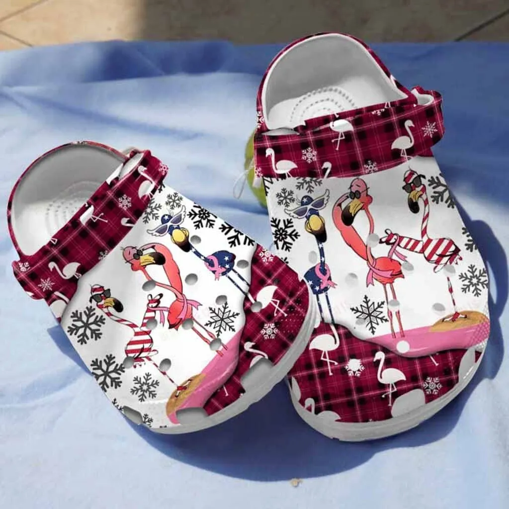 Winter Flamingo Breast Cancer Awareness Clogs Crocs