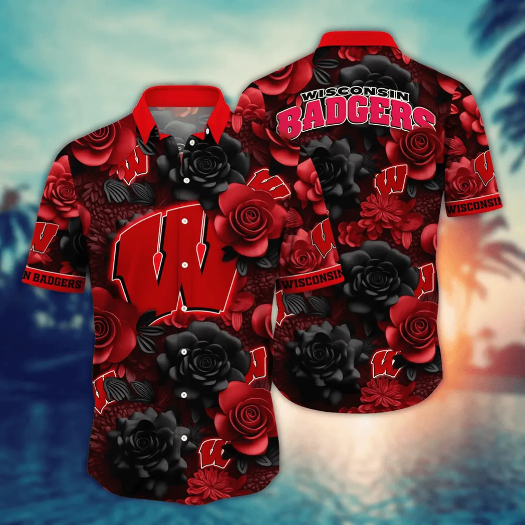 Wisconsin Badgers NCAA Flower Aloha Hawaiian Shirt, Summer Football Shirts VPHWA2451153883