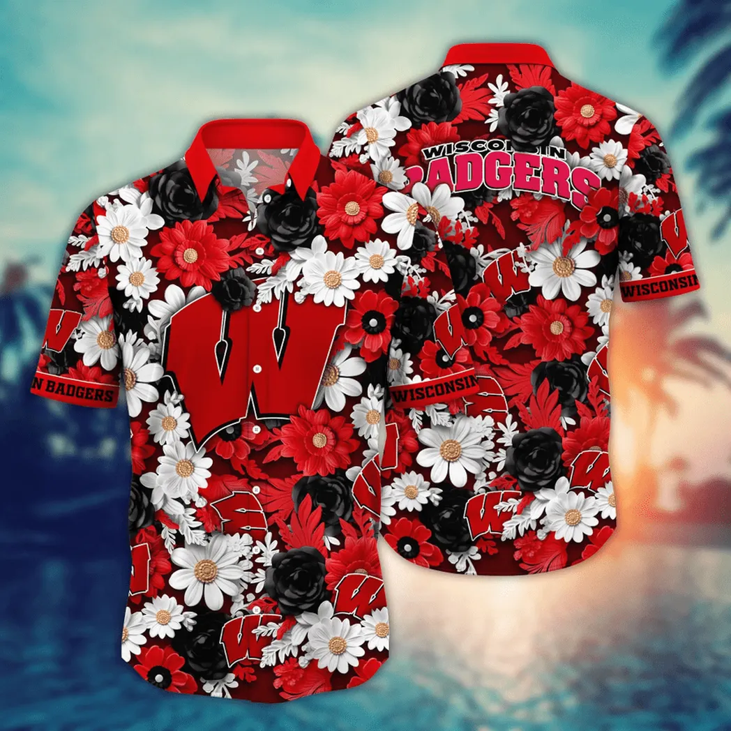 Wisconsin Badgers NCAA Flower Aloha Hawaiian Shirt, Summer Football Shirts VPHWA2451153955