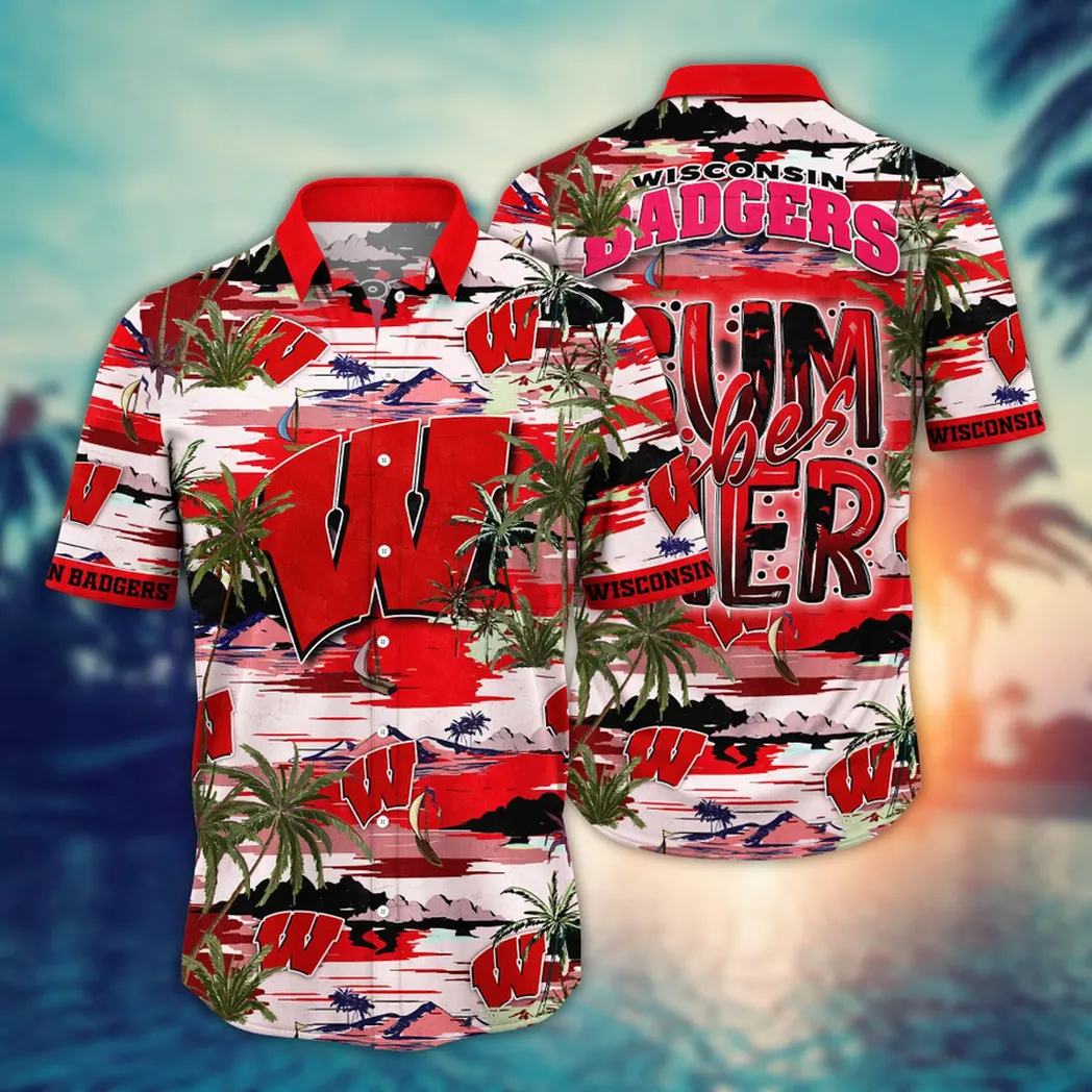 Wisconsin Badgers NCAA Flower Aloha Hawaiian Shirt, Summer Football Shirts VPHWA2451153994