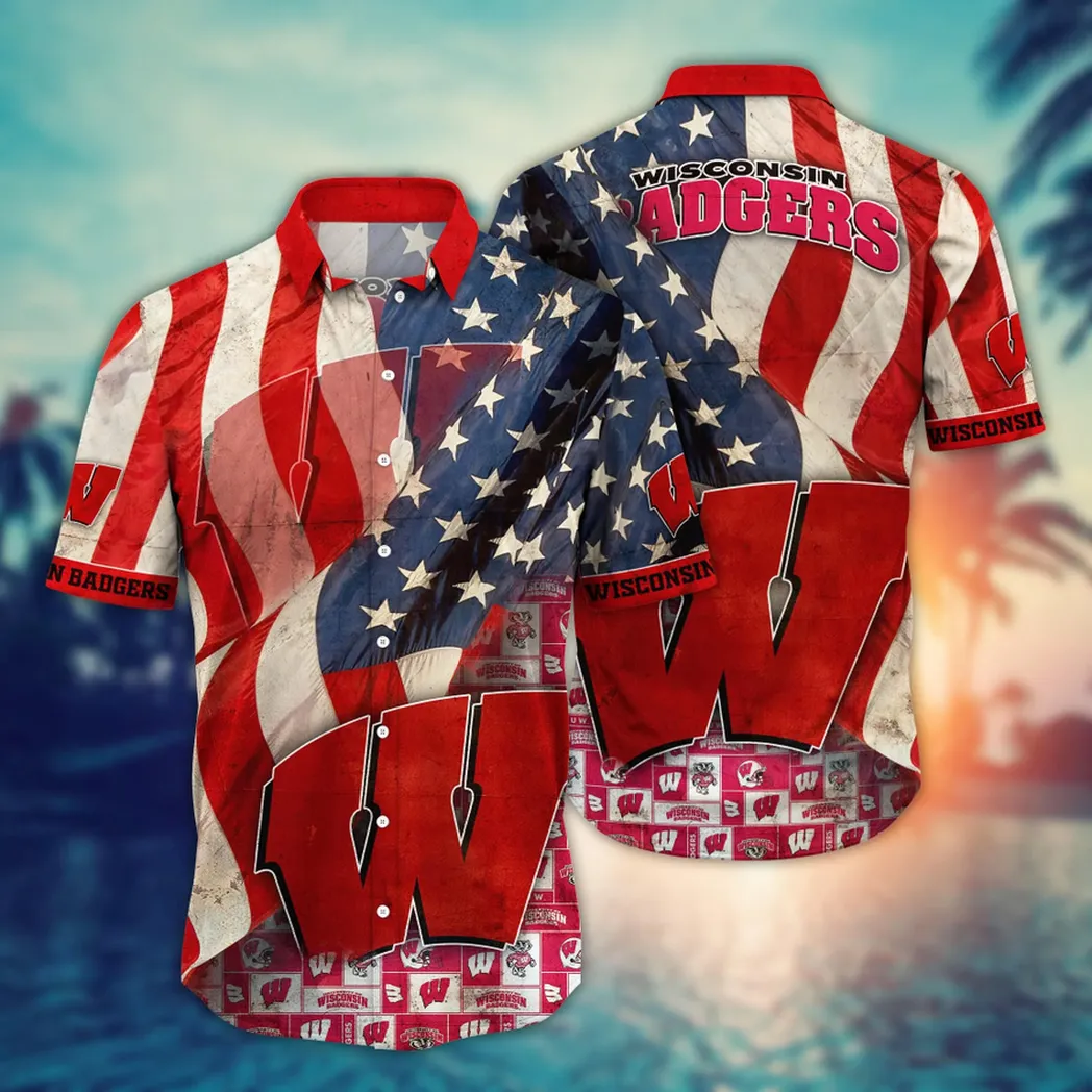 Wisconsin Badgers NCAA Flower Aloha Hawaiian Shirt, Summer Football Shirts VPHWA2451154084