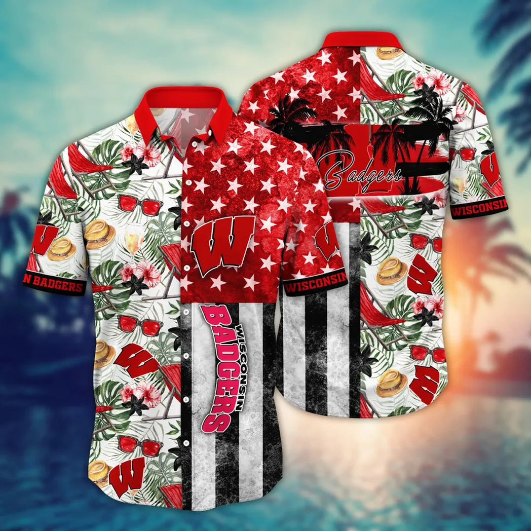 Wisconsin Badgers NCAA Flower Aloha Hawaiian Shirt, Summer Football Shirts VPHWA2451154184