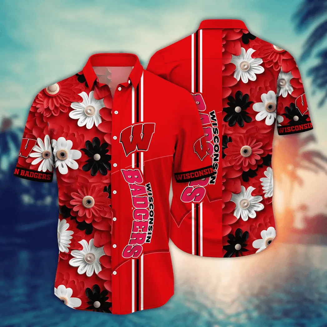 Wisconsin Badgers, Style Hot Trending Summer NCAA Flower Aloha Hawaiian Shirt, Summer Football Shirts VPHWA2451155143