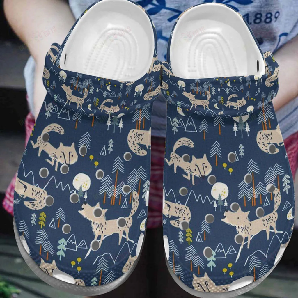 Wolf Cartoon Crocs, Personalized Crocs Classic Clogs