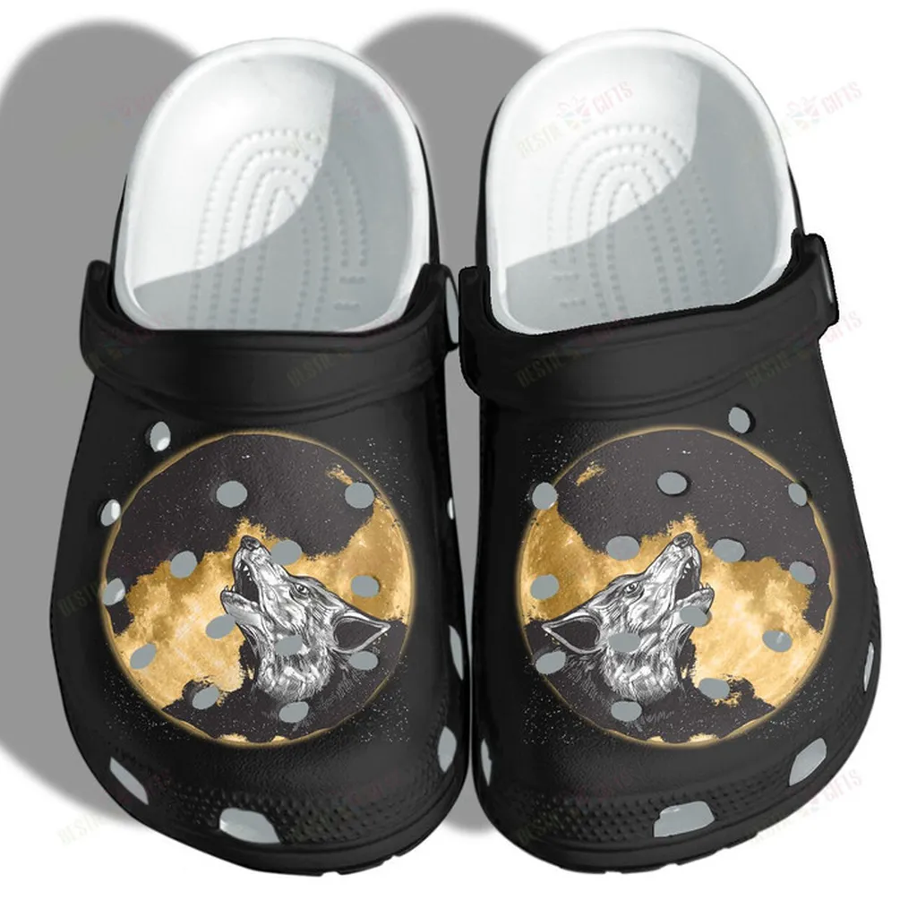 Wolf Fantasy Moon Camping Lover Crocs, Personalized Crocs Classic Clogs