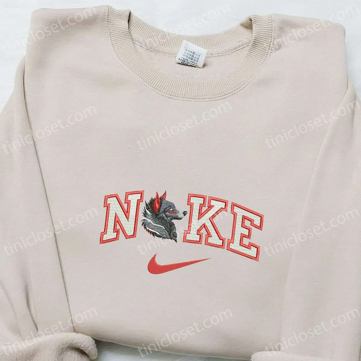 Wolf Side Eye x Nike Embroidered Shirt, Animal Embroidered Hoodie, Best Gift Ideas For Family