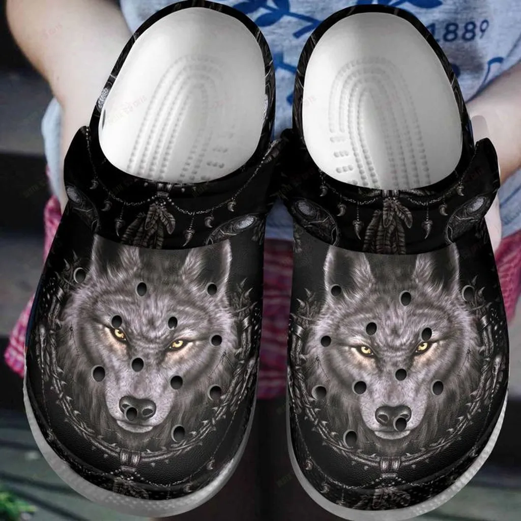 Wolf Stare At You Crocs, Personalized Crocs Classic Clogs