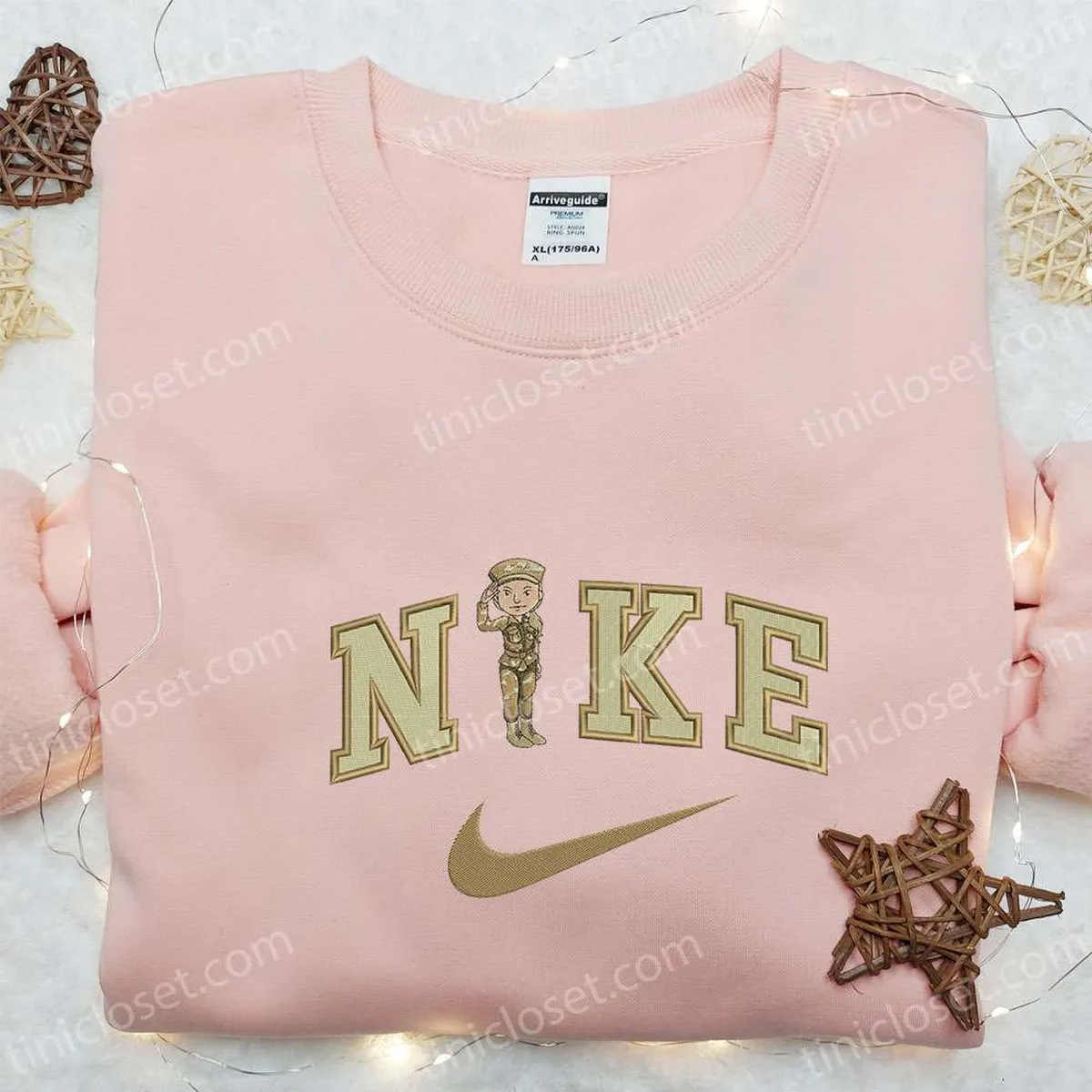 Women Soldier x Nike Embroidered Sweatshirt, Cartoon Embroidered Shirt, Best Gift Ideas