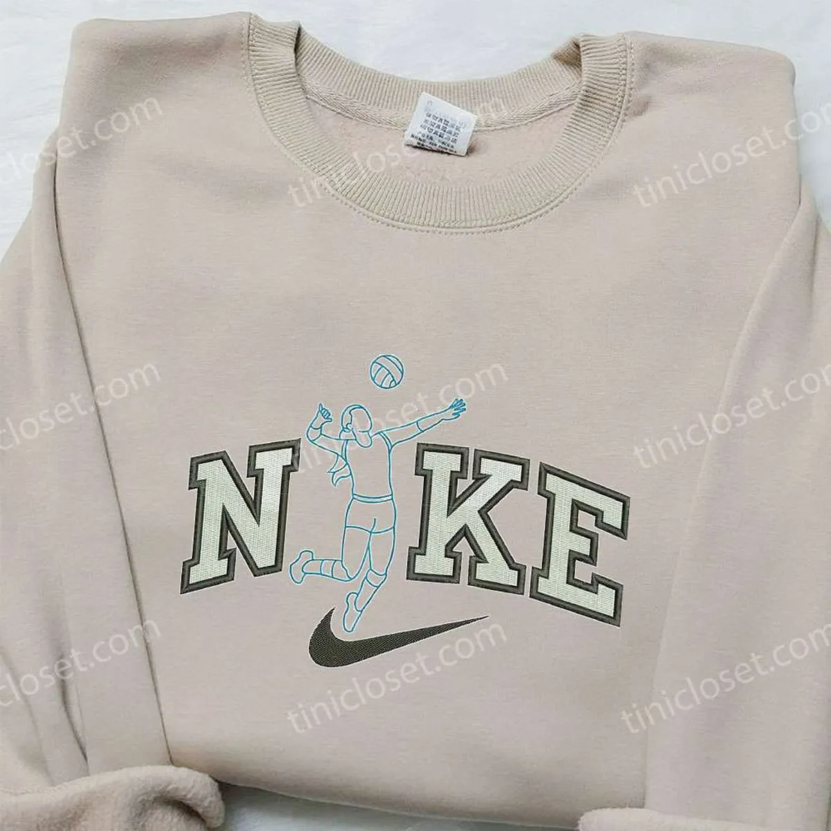 Women Volleyball x Nike Embroidered Hoodie, Sports Embroidered Shirt, Nike Inspired Embroidered Shirt