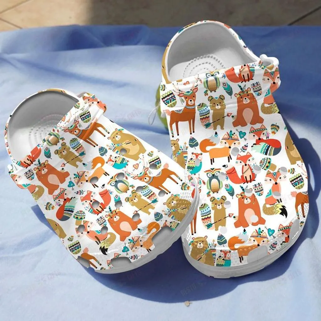 Woodland Tribal Animals Crocs, Personalized Crocs Classic Clogs