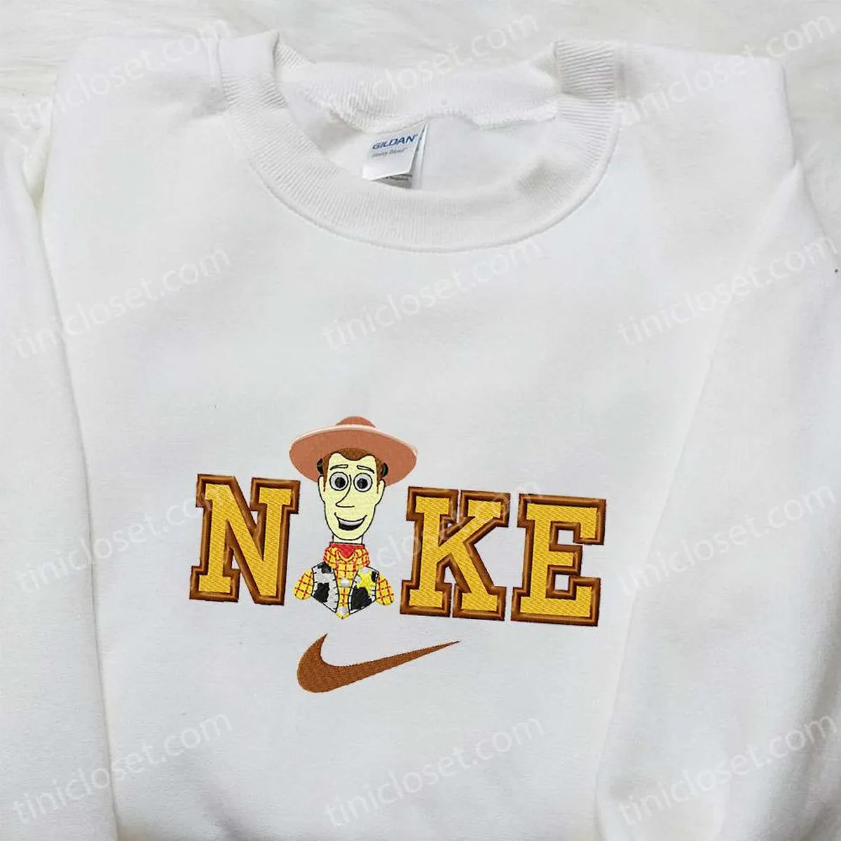 Woody x Nike Cartoon Embroidered Tshirt, Toy Story Embroidered Shirt, Nike Inspired Embroidered Shirt