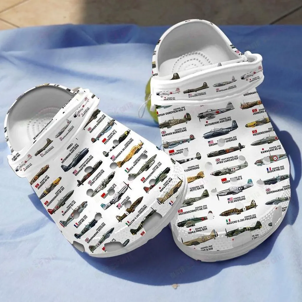 WW Li Aircraft Collection Crocs, Personalized Crocs Classic Clogs