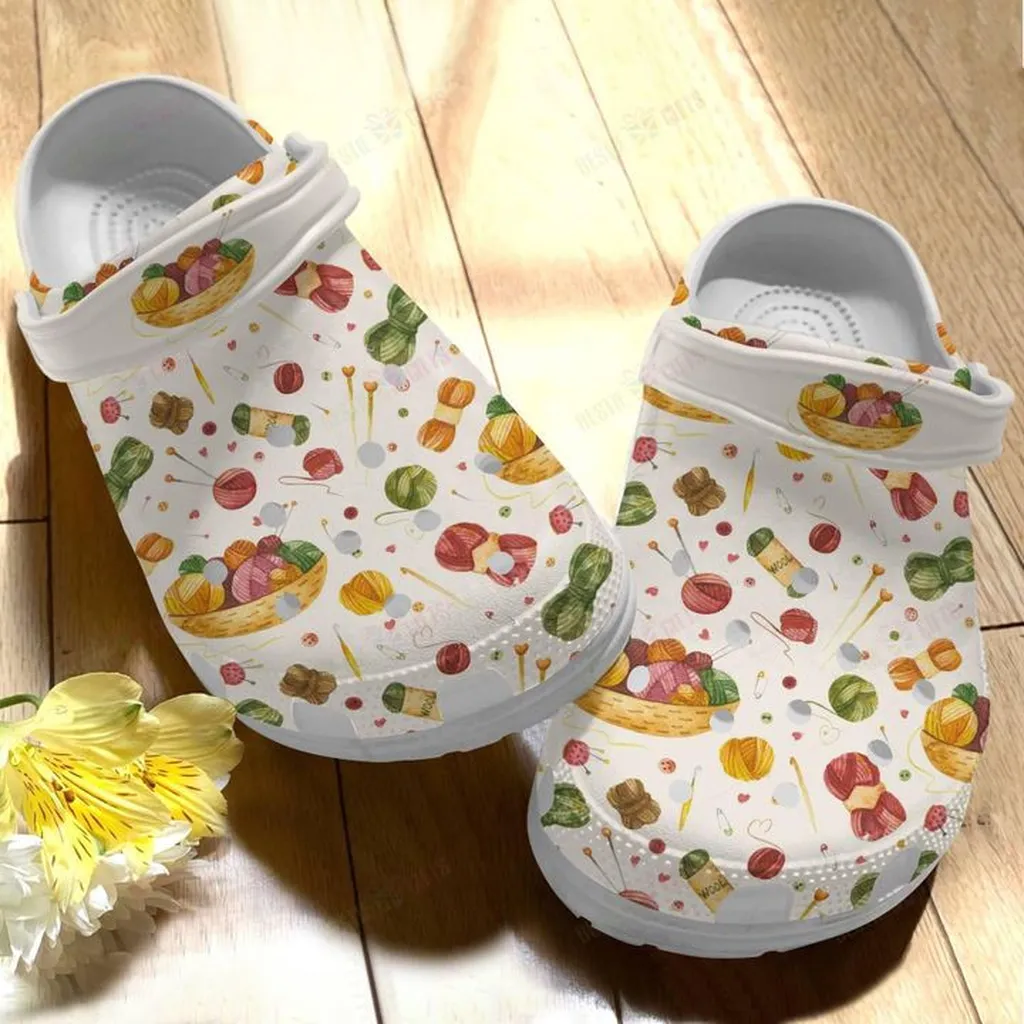 Yarn White Sole Yarn Baskets Crocs Classic Clogs - Viper Prints