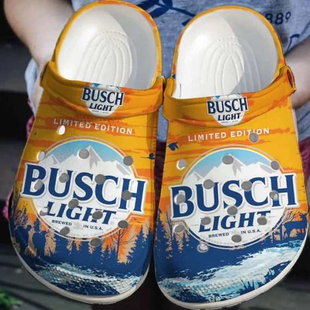 Yellow Busch Light Beer Crocs Crocband Clog